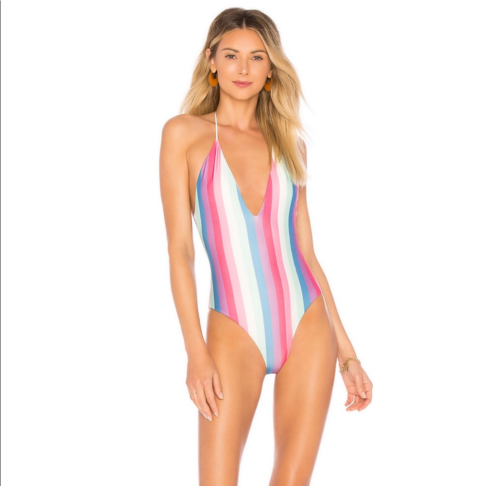 Elouise One Piece in Prism striped pastel swimsuit